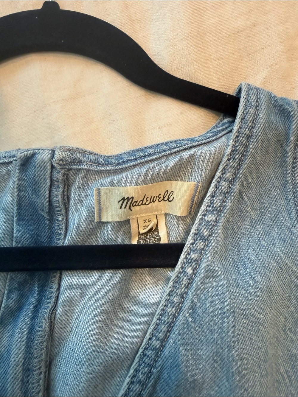 Madewell Light Wash Denim Sleeveless Dress - Picture 3 of 3